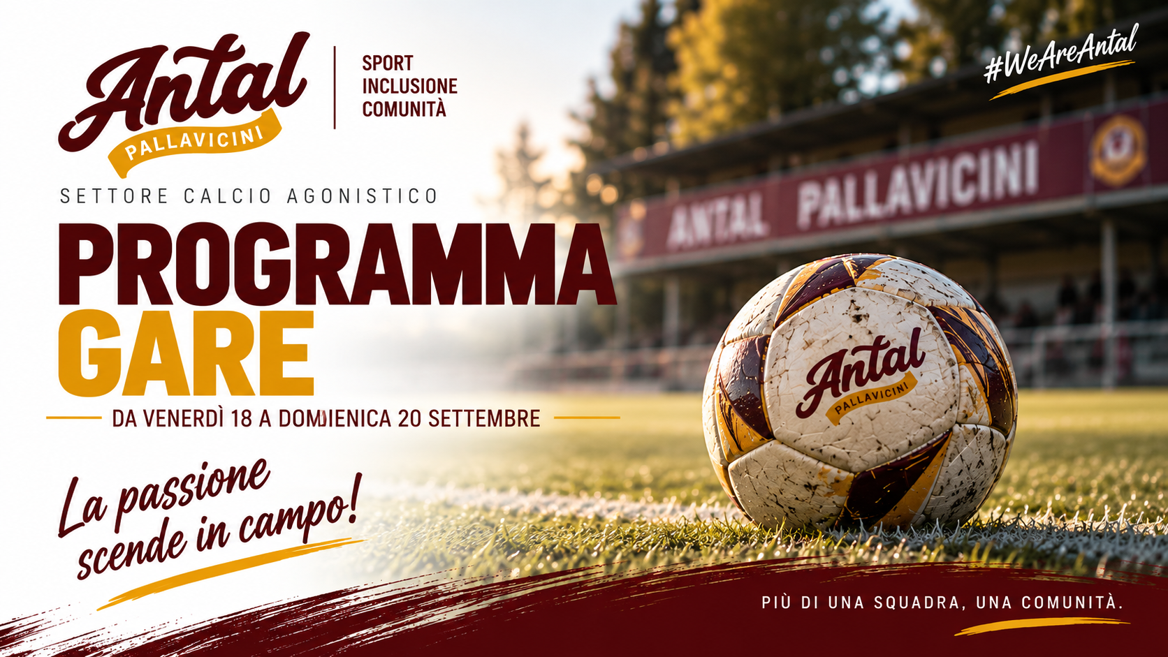 Calcio Antal Pallavicini: il programma gare del weekend 18-20 settembre